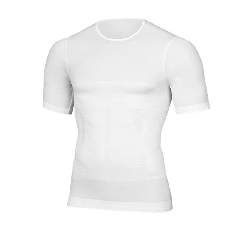 חולצת דחיסה לבנה לגברים לשיפור יציבה - BaseFit Shirt