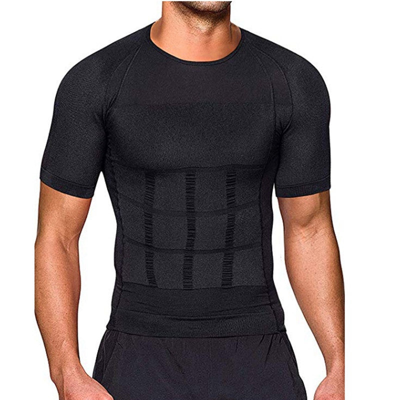 חולצת דחיסה שחורה לגברים לשיפור יציבה - BaseFit Shirt