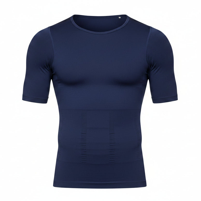 חולצת דחיסה כחולה לגברים לשיפור יציבה - BaseFit Shirt