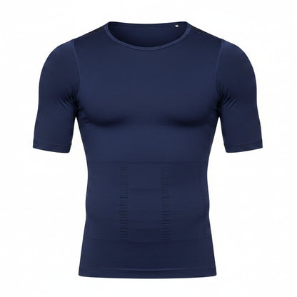 חולצת דחיסה כחולה לגברים לשיפור יציבה - BaseFit Shirt