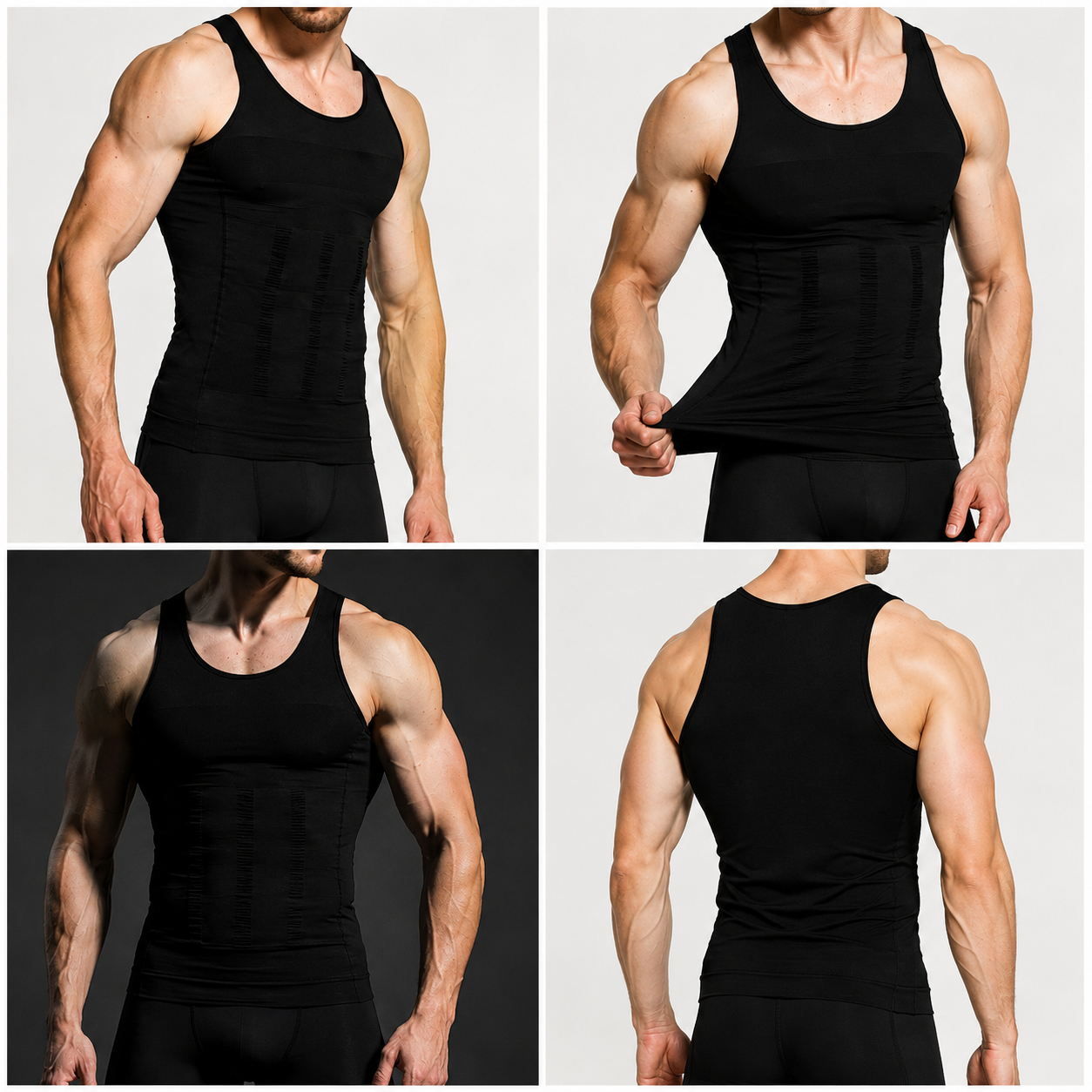 BaseFit Tank שחור – גופיית דחיסה לשיפור יציבה יומיומית